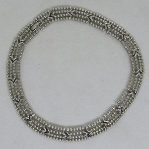 Woman's Vintage Monet Silver Link Panel Choker Necklace